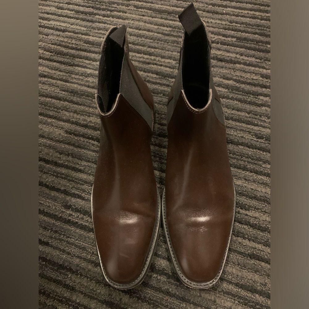 Sandro Brown Leather Chelsea Boots Men Size 42